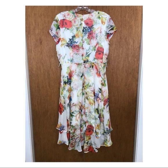 Sandra Darren Floral Faux Wrap V Neck Dress 10 - Picture 2 of 15